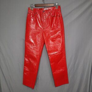 Agolde 90s Pinch Waist Pants Size 28 Red Recycled Leather Jeans Los Angeles